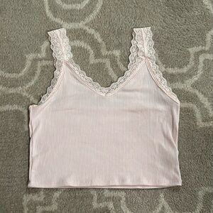 American Eagle lace trim, pink tank top, size M